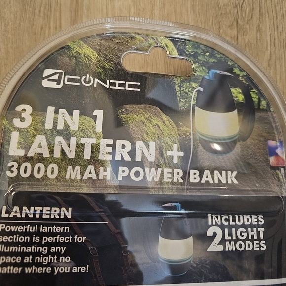 NWOT ACONIC 3 In 1 Lantern + 3000 MAH Power Bank w USB Rechargeable Battery - Picture 4 of 9